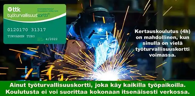 Työturvallisuuskortin kertauskoulutus monimuotokoulutuksena -K3 Prevent Oy, Seinäjokki